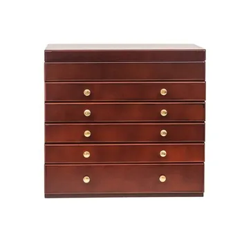 

Large Jewelry Organizer Wooden Storage Box 6 Layers Case with 5 Drawers, Brown