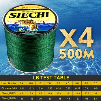 

SIECHI 4 Braid Braided Fishing Line 500M Super Strong Multifilament Fishing Lines 4 Strand Peach Essays Rope 12LB-83LB