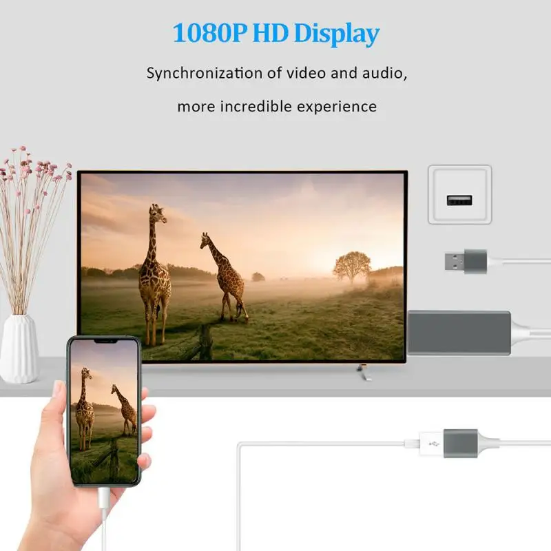 HDMI кабель для зеркального отображения телефона к телевизору HDTV адаптер IPad IPhone Xs