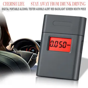 

Digital Portable Alcohol Tester Small Square Shape Audible Alert Red Backlight Screen Mouth Piece Quick Response And Resume
