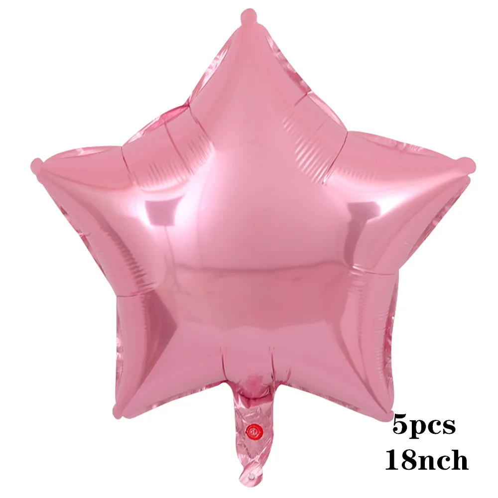 5pcs pink star 36 дюймов Серебряный воздушный шар "Конфетти" розовый белый латексный шар Серебряный романтическая тема Свадьба День Рождения Вечеринка украшения princes baby sho - Цвет: 5pcs pink star
