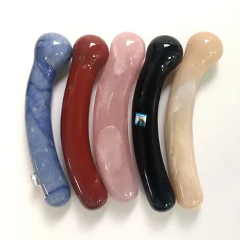 

Free shipping !!! Wholesale carved bent wands circle head natural crystal magic wand massager LXM