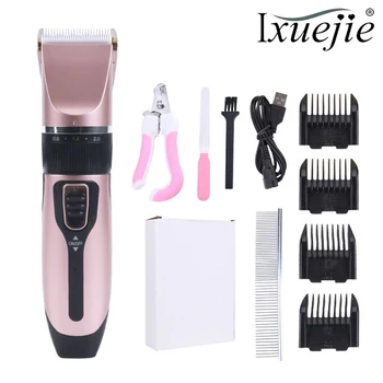 

IXueJie Professional Electric Pet Dog Hair Trimmer Rechargeable Animal Grooming Clippers Cat Cutter Machine Shaver Quiet Pink