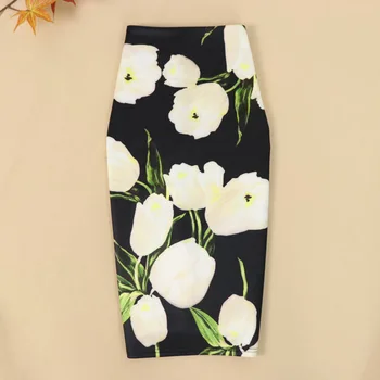 

Printed Skirt Women Autumn 2020 New Mid-length Package Hip Sexy Slim Fit High-waisted Split-step Faldas Female GX1487