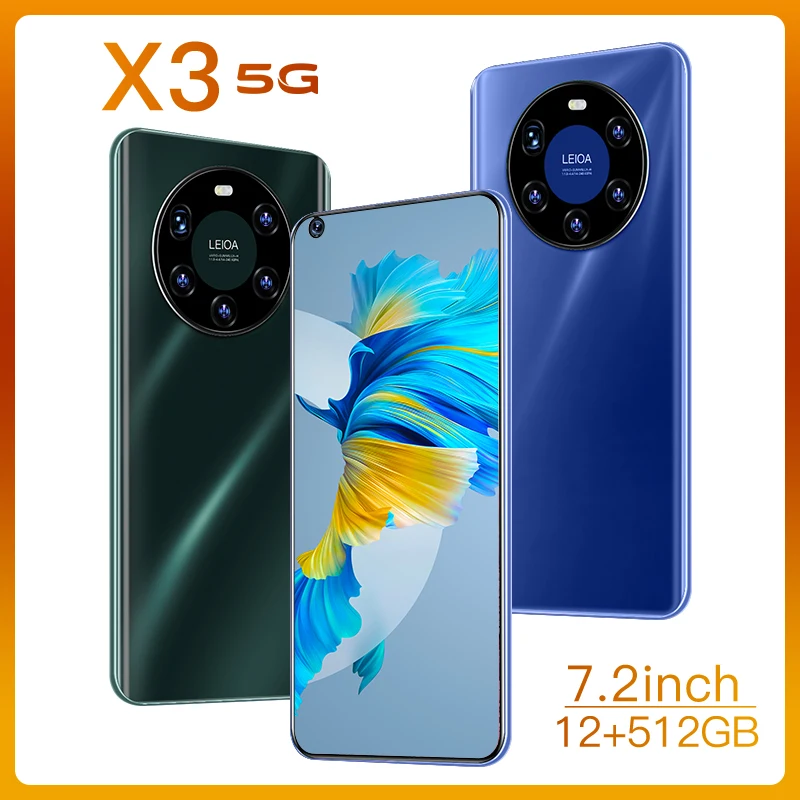 Teléfono Inteligente Android X3, móvil de 12GB y 512GB, ocho núcleos, cámara HD, 7,2 , 5600mAh, versión Global, 4G/5G