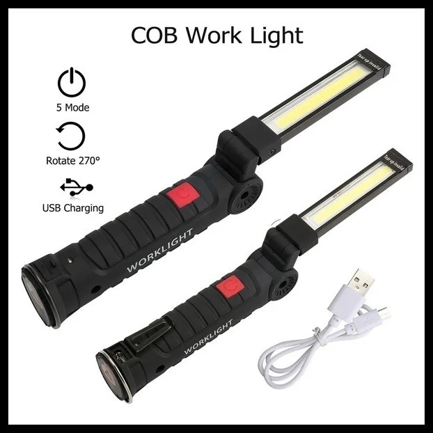 

5 Mode Magnetic LED COB Torch USB Rechargeable Flexible Inspection Lamp Work Light for Outdoor Camping Car Truck Repair Tool
