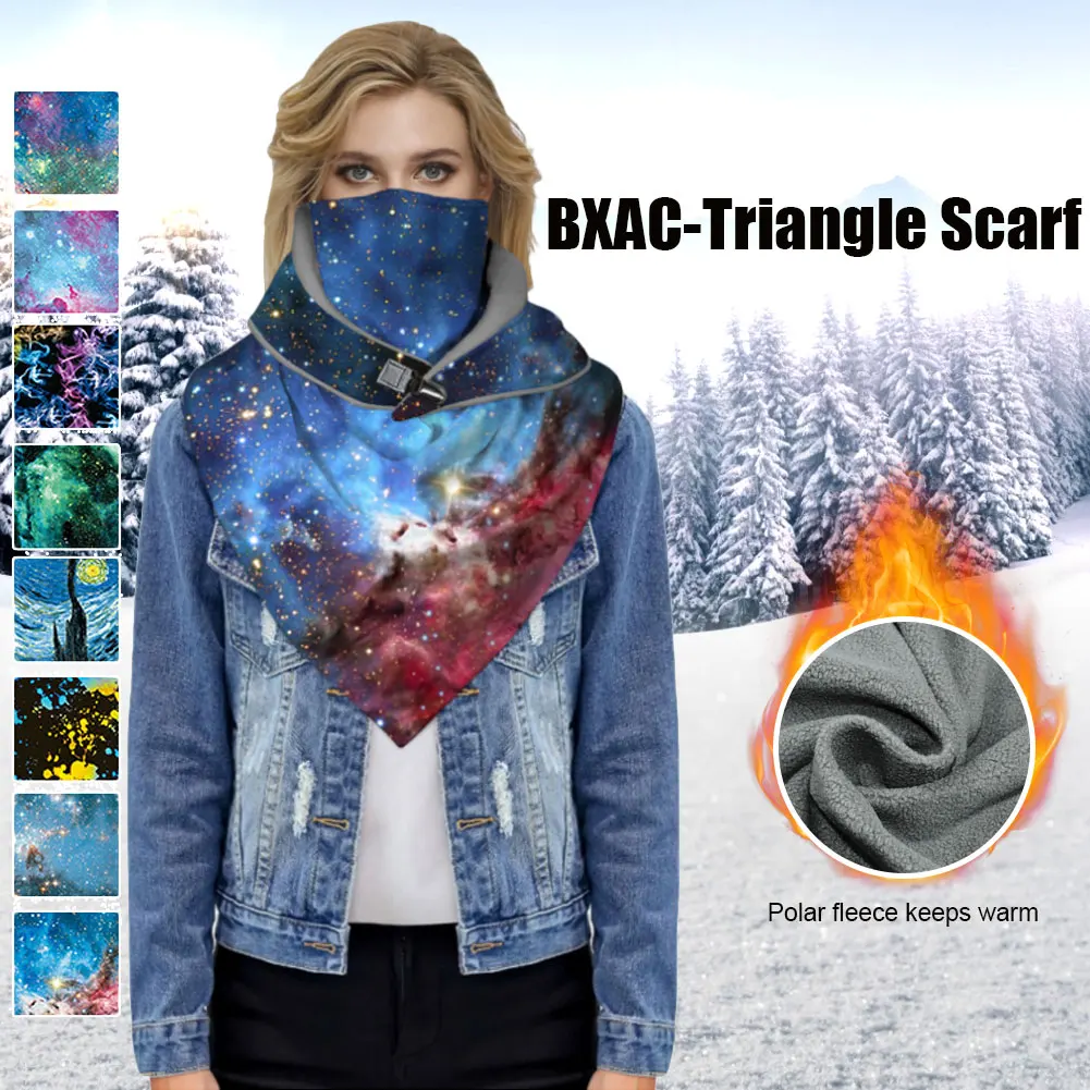 

Polar Fleece Warm Winter Riding Face Cover Scarf Ski Triangle Scarf Headband Starry Colorful Style for Hiking Cycling Skiing