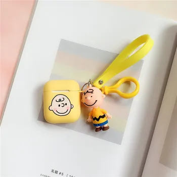 

Cute Cartoon Comic Figure Charlie Brown with Pendant Strap Headphone Cases For Apple Airpods 1/2 lovely Silicone Earphone Cover