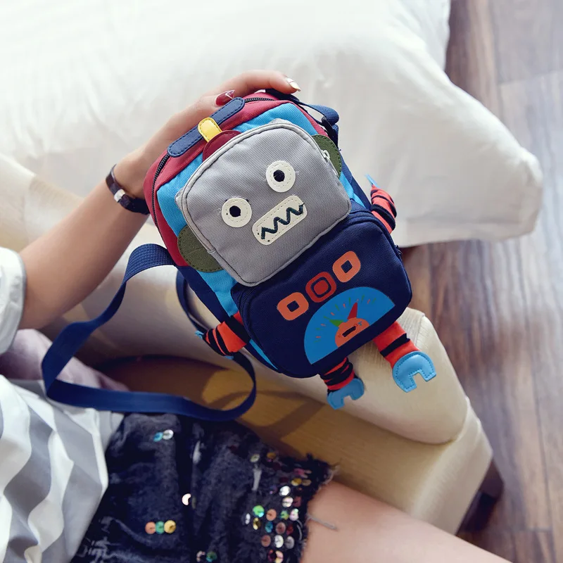 

2019 new nylon shoulder diagonal bag robot cartoon cute stereo small square bag