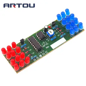 

Red Blue Double Color Flashing Lights DIY Kit Strobe NE555 + CD4017 Electronic Practice Learning Kits Suite Parts Gift