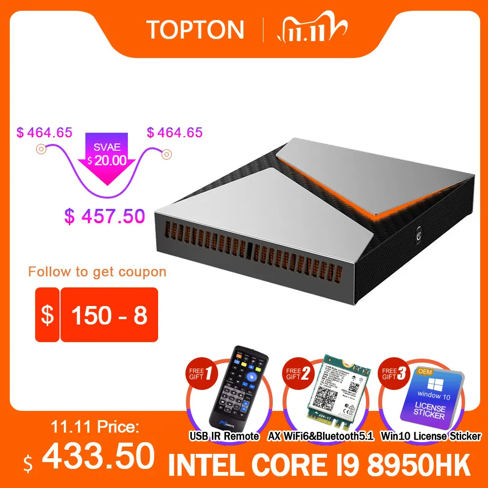 Intel Дискретная для игровых мини ПК Core i9 8950HK/i7 9750H/i5 9300H Nvidia GTX 1650 4GB игровой