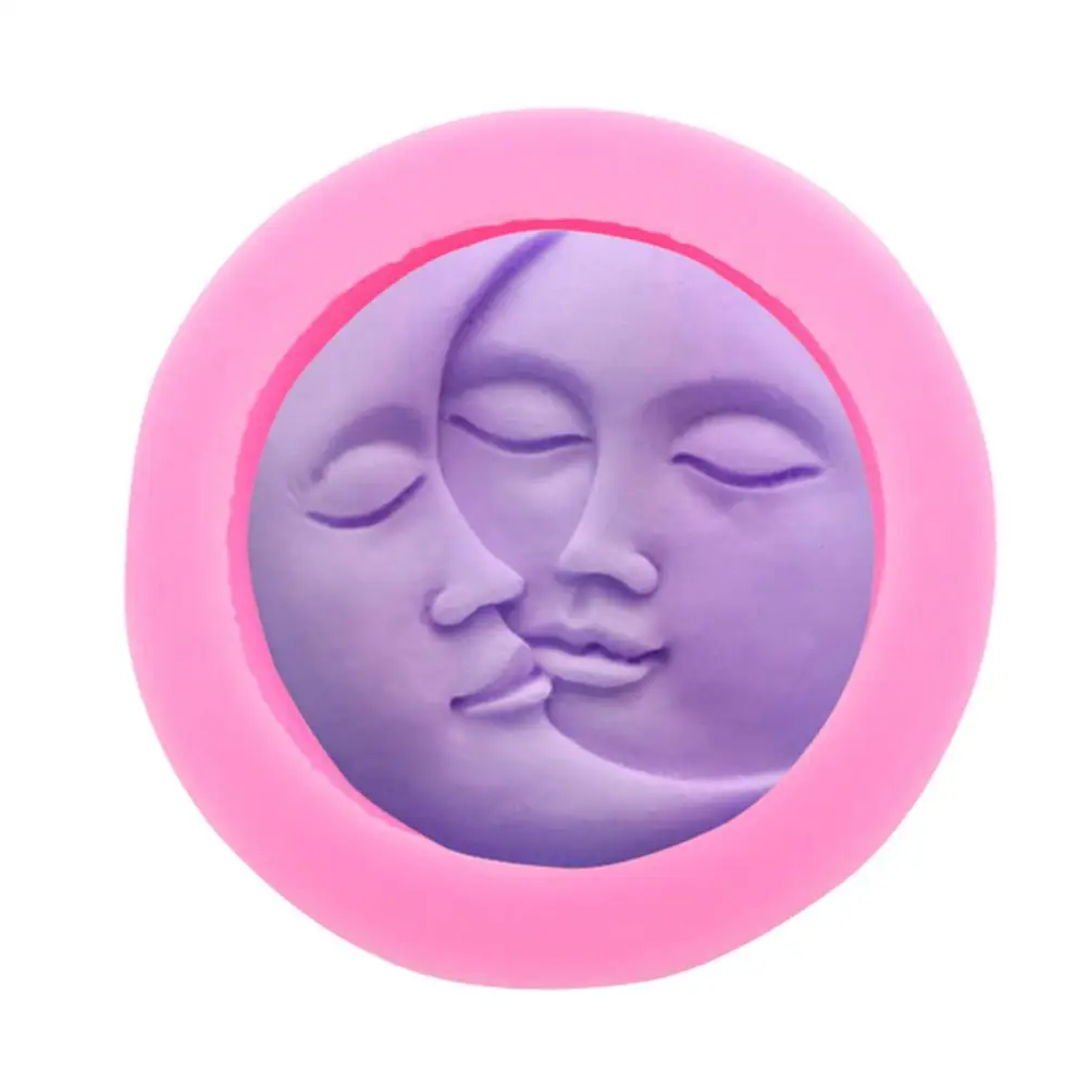 Silicone Soap Moulds 3D DIY Crescent Moon Sun Face Mould Soap Making