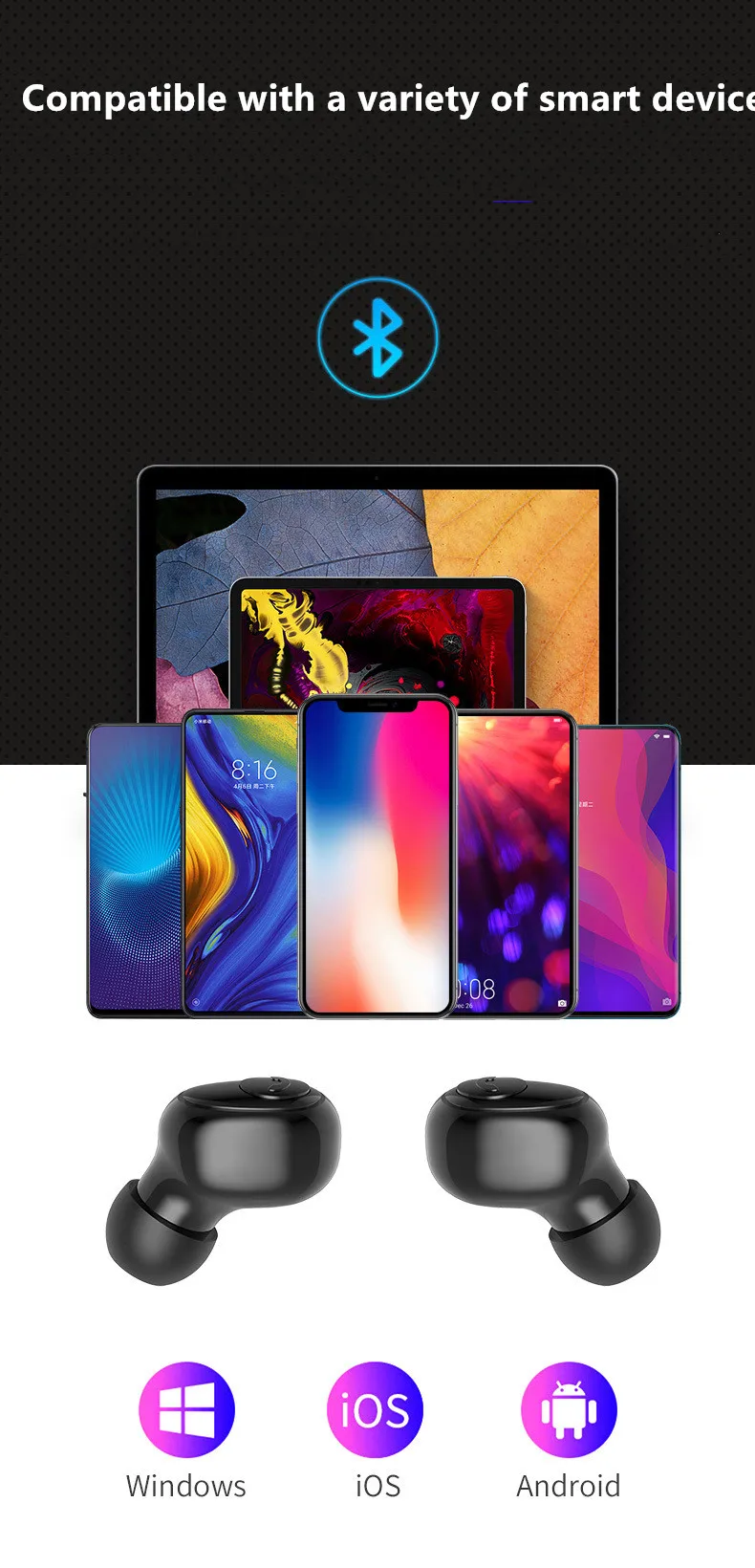 G65 TWS Bluetooth беспроводные наушники светодиодный дисплей HD 5D стерео гарнитура с power Bank для смартфонов