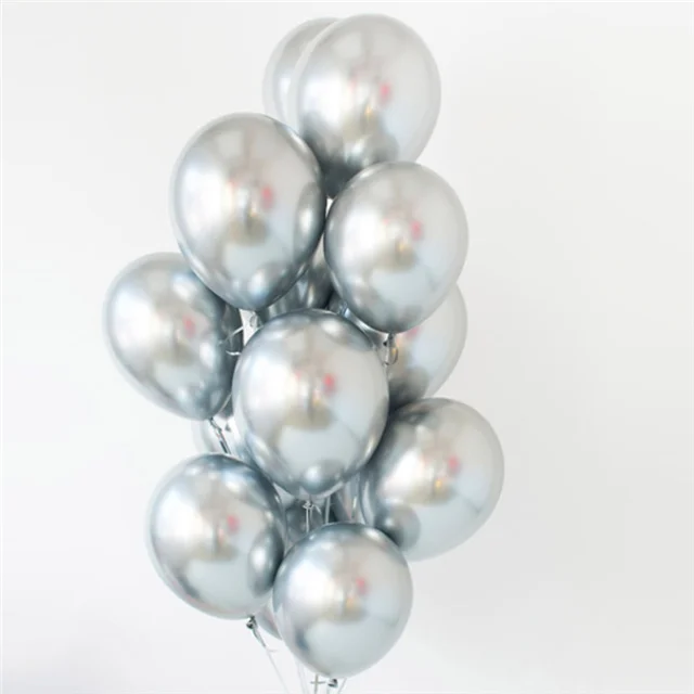 10 шт./партия латексные воздушные шары с металлическим отливом Длинная форма металлический хром волшебный связывающий насос для воздушных шаров Свадебные украшения на день рождения - Цвет: Silver