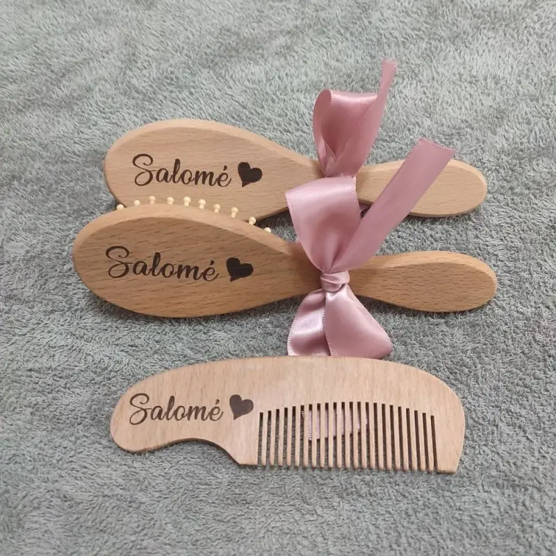 Baby Hair Brush and Comb Natural Wood Manually Polished Eco Friendly Kids Massage Brush Baby Shower Gift