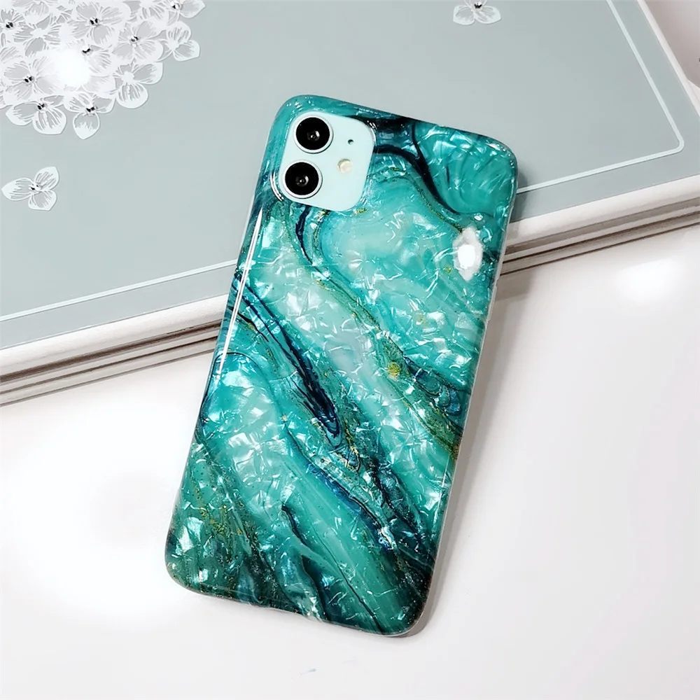 4 Глянцевый мраморный чехол для iphone XR, чехол с блестящим рисунком раковины, силиконовый чехол для iphone 6S 7 8 Plus X XR XS Max 11 Pro, чехол 11 - Цвет: 4