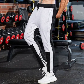 

2020 New Men's Sports Pants Slim Gym Running Track Pants Splicing Zip Foot