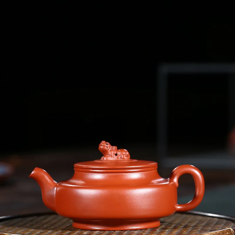 

Yixing Dark-red Enameled Pottery Teapot Famous Full Manual Make Raw Ore Zhu Nirui Animal Hut Kungfu Online Teapot Tea Set Gift