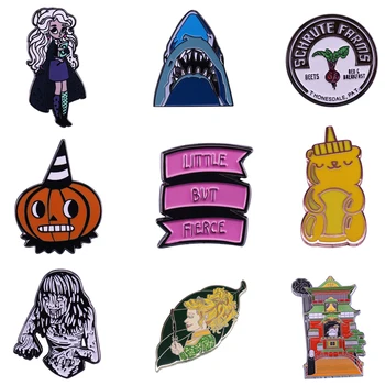 

20pcs/lot A3889 Patchfan Cartoon Gril Brooches Couple Enamel Pins Clothes Collar Horror Punk Lapel Pin Bag Metal Badges Jewelry