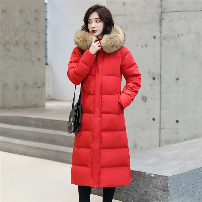 Women Medium-Long Down Coat a Thickening Coat Fashion Straight Loose Luxurious Jackets White Duck Down Outwear Women XIN144