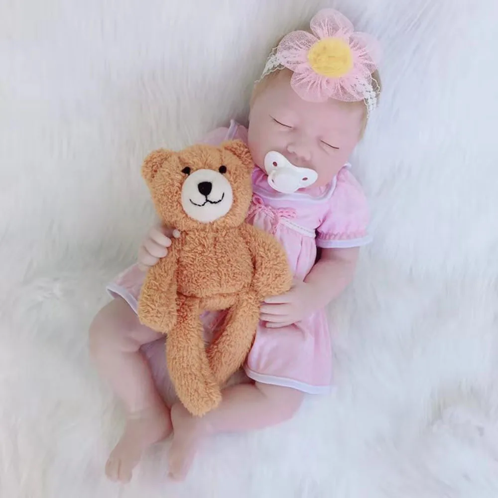 Кукла Avani 45 см Reborn Baby Dolls полумягкие силиконовые виниловые детские куклы реалистичные Новорожденные куклы для подарков - Цвет: bear(yellow brown)