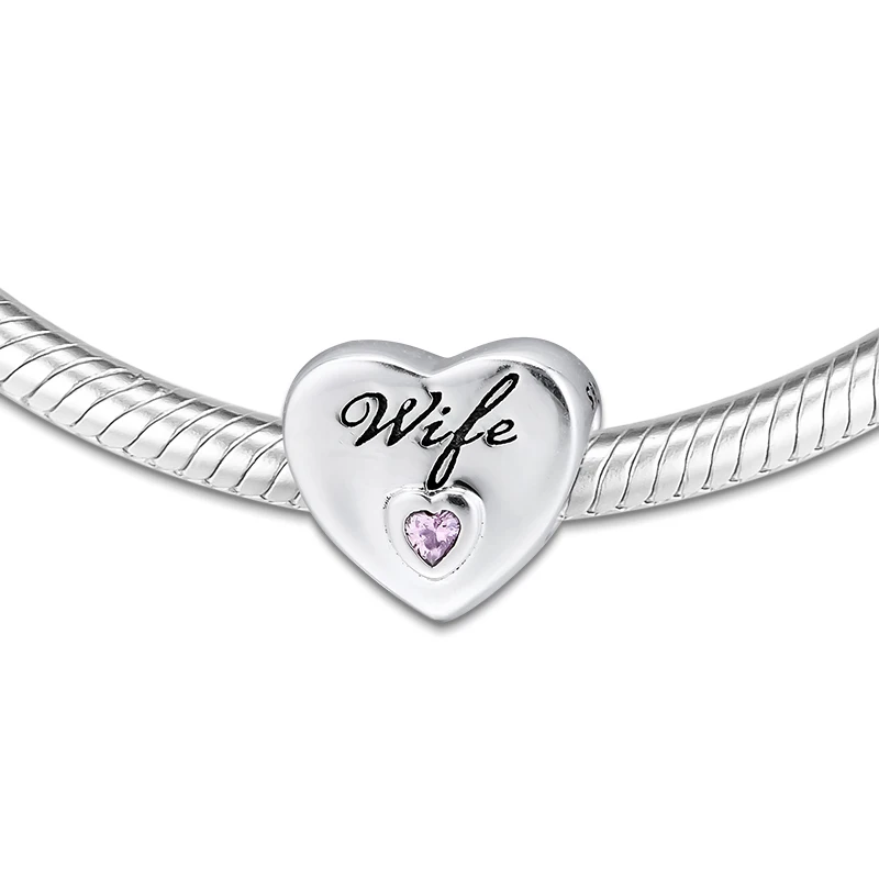 Fits for Pandora Charms Bracelets Wife Love Heart Beads 100% 925 Sterling Silver Jewelry Free Shipping | Украшения и аксессуары