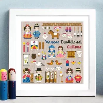 

GG Rabbit and fox with love cross stitch kit Animal cotton thread Love lock canvas stitching embroidery Initial Korean Wedding