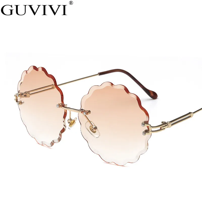 Rimless Round Sunglasses Women Men Gradient Vintage Sunglasses Luxury Retro Mens Sun Glasses Brand Designer Small Eyewear