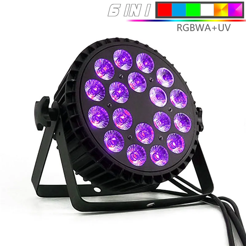 18x18W RGBWA-UV 6in1 Djworld Высокое качество алюминиевый сплав светодиодный плоский Par 18x18 Вт 6в1 DJ Par DMX 512 свет для Dj диско-шар вечерние световые шоу танец - Цвет: 18x18W RGBWA-UV 6in1