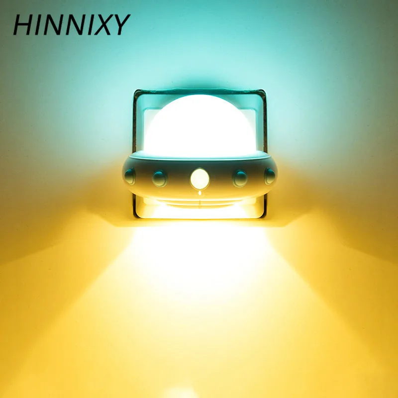 Hinnixy НЛО дистанционный ночной Светильник энергосберегающая розетка для зарядки Регулируемая яркость Функция синхронизации детская прикроватная лампа