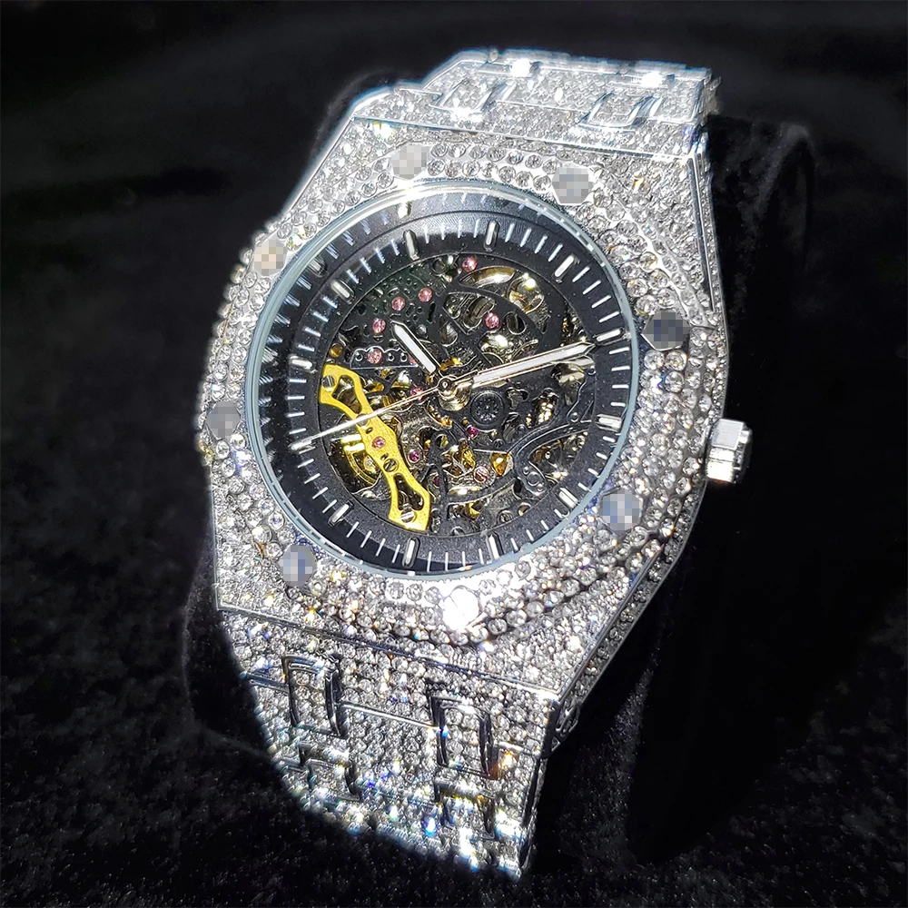 tourbillon hip hop iced fora relógio de