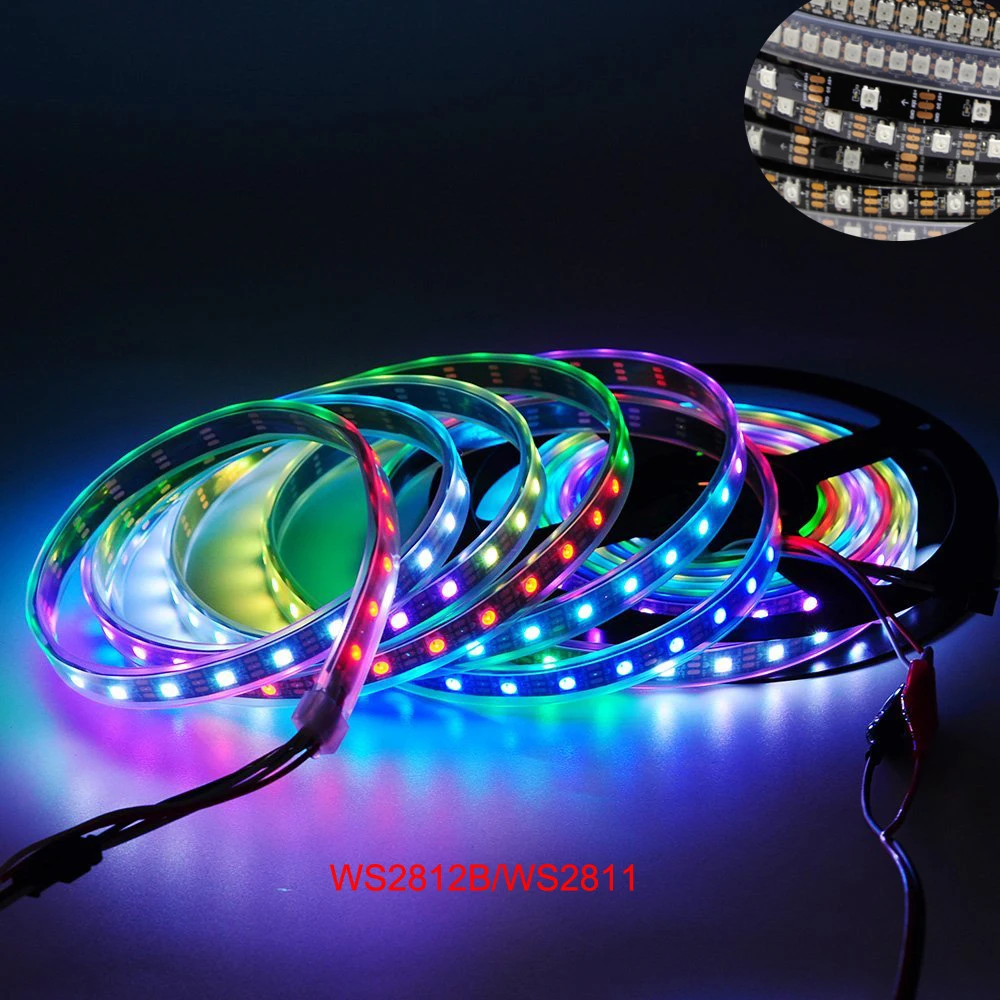 Tira de luces led 1m/2m/3m/4m/5m WS2811 30/60/144 pixeles/led/m;WS2812 IC;IP30/IP65/IP67, tira de led cinta - AliExpress Luces e