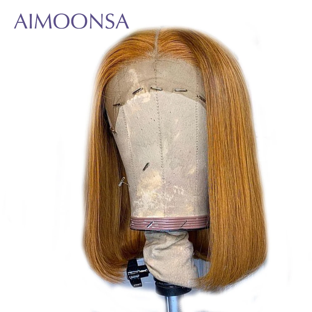 

Colored Lace Front Wigs Human Hair Color 27 Straight Wig Short Wigs Human Hair 13*6 Deep Part For Women Blacked Remy Aimoonsa