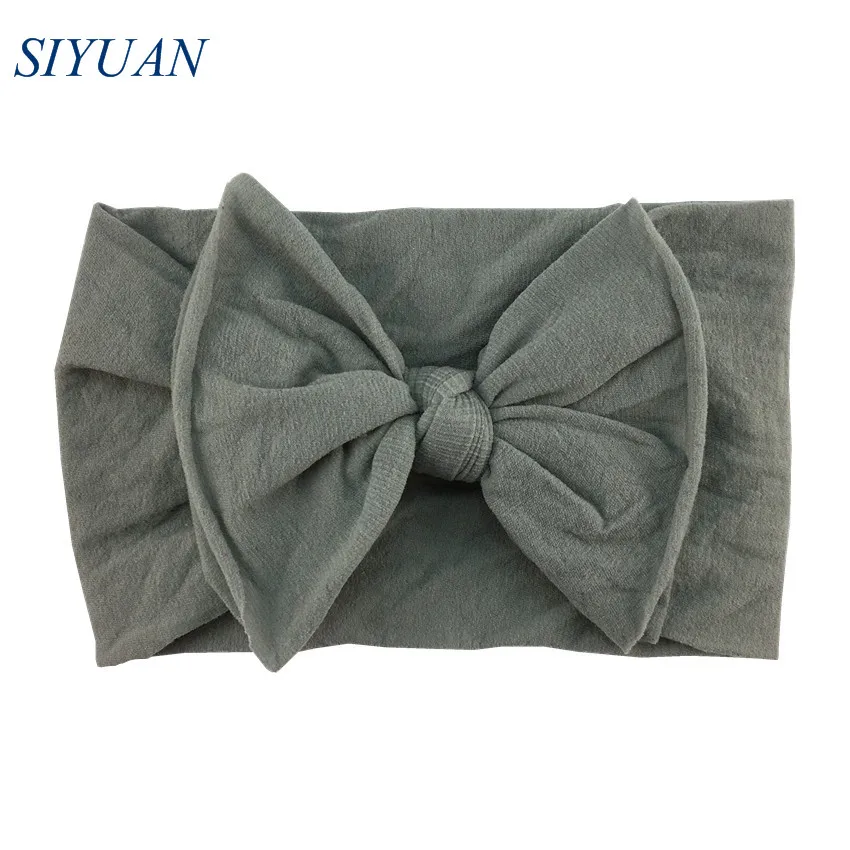 2-gray 21 шт./лот, модный головной убор, широкая эластичная мягкая нейлоновая повязка на голову с бантом для волос 4,5 дюйма, головной убор для детей, аксессуары для волос HB106 - Цвет: 2-gray