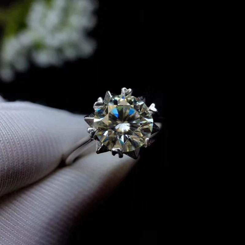 Классическое серебряное кольцо Moissanite для помолвки 2ct VVS Grade из серебра 925 пробы