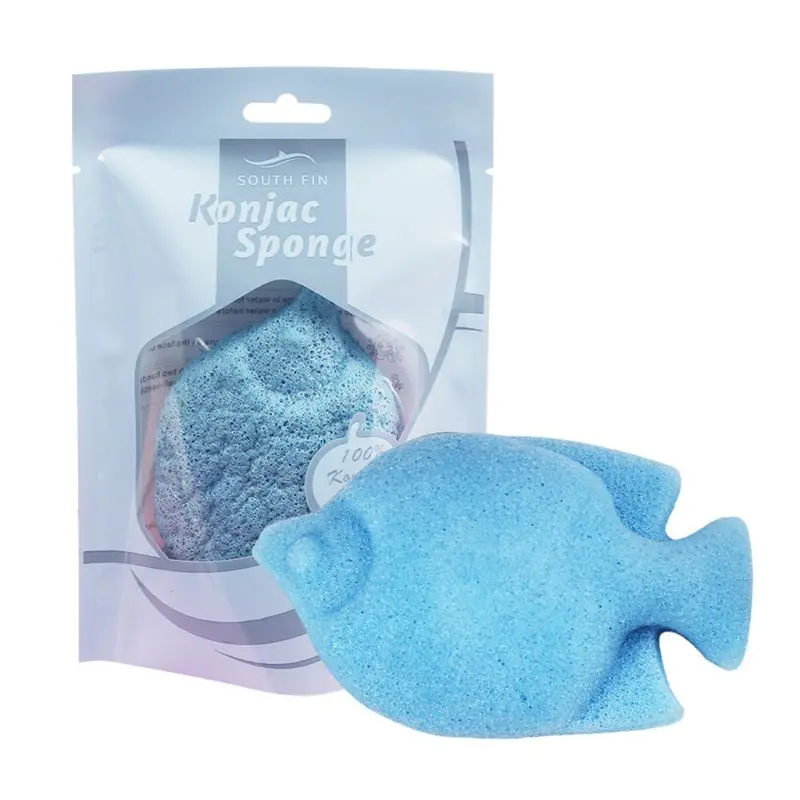 Natural Konjac Sponge Cute Tropical Fish Shaped Facial Puff Face Wash Exfoliator Deep Cleansing Pad Beauty Makeup Tool - Цвет: C