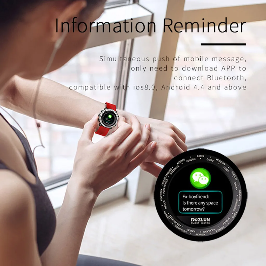 Mosunx спортивные водонепроницаемые Смарт-часы с Bluetooth с функцией сердечного ритма, звонком, SMS, секундомером, шагомером, совместимы с IOS и Android