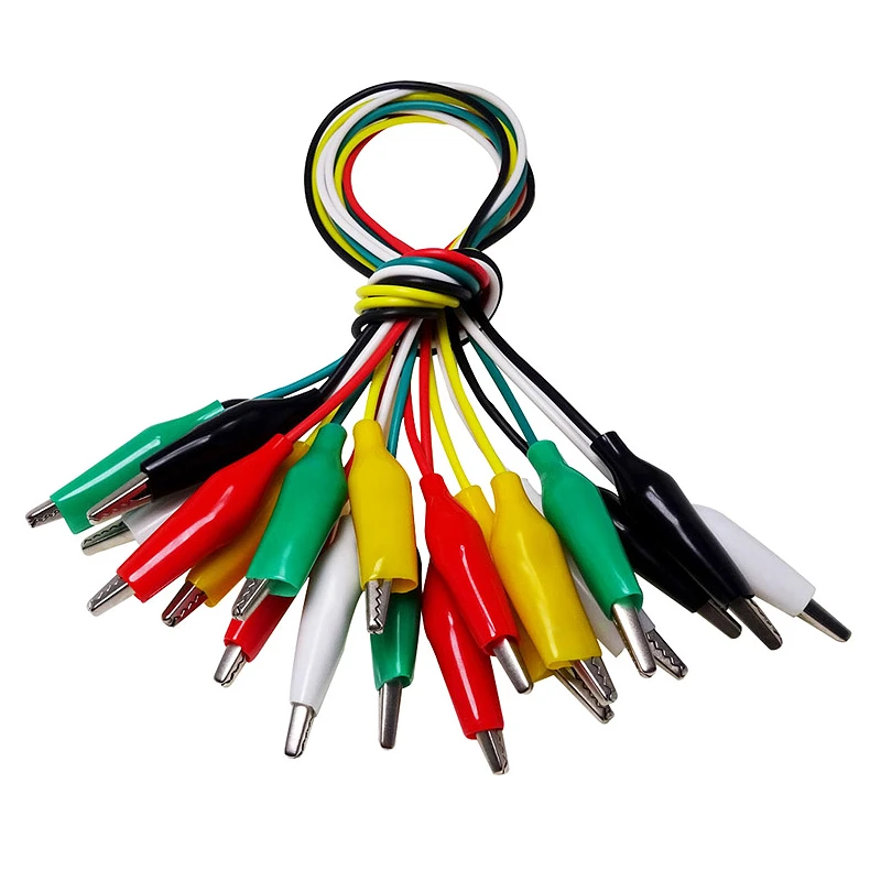 Pinzas de cocodrilo de 10 piezas, Cable eléctrico de prueba DIY, Cable de fuente alimentación de doble extremo con pinza de reparación, Clip de cocodrilo Color, cables de plomo|Pinzas