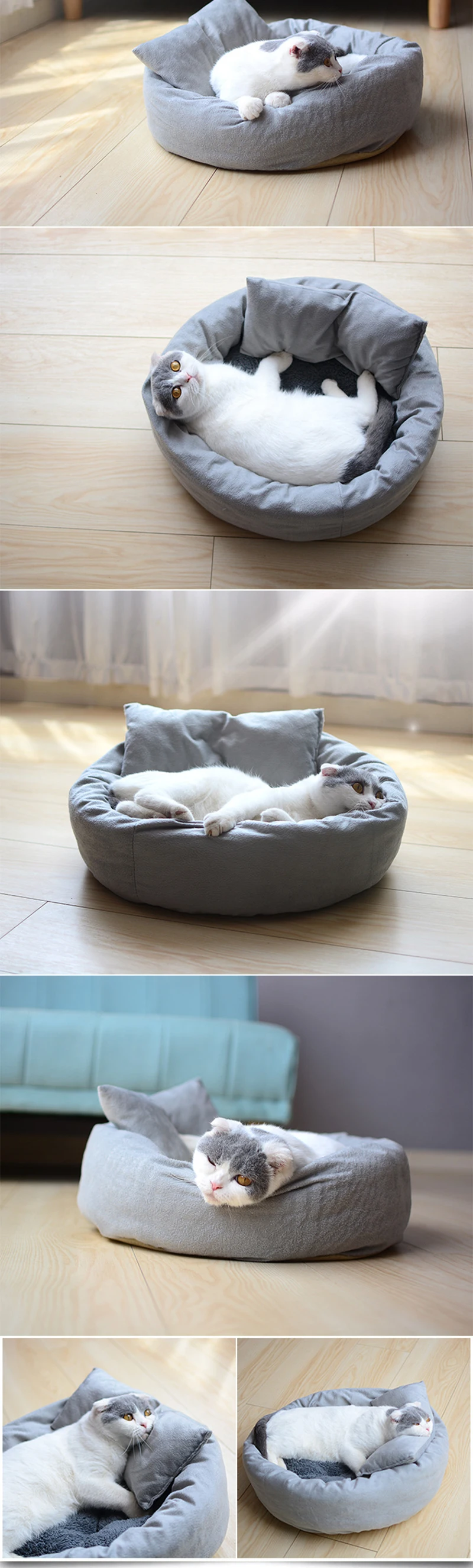 Кошка дом для собак кровать для домашних животных спальный котенок лежанки для кошек коврики серые товары для домашних животных спальный мешок дышащий тёплый зимний для спящие Коты