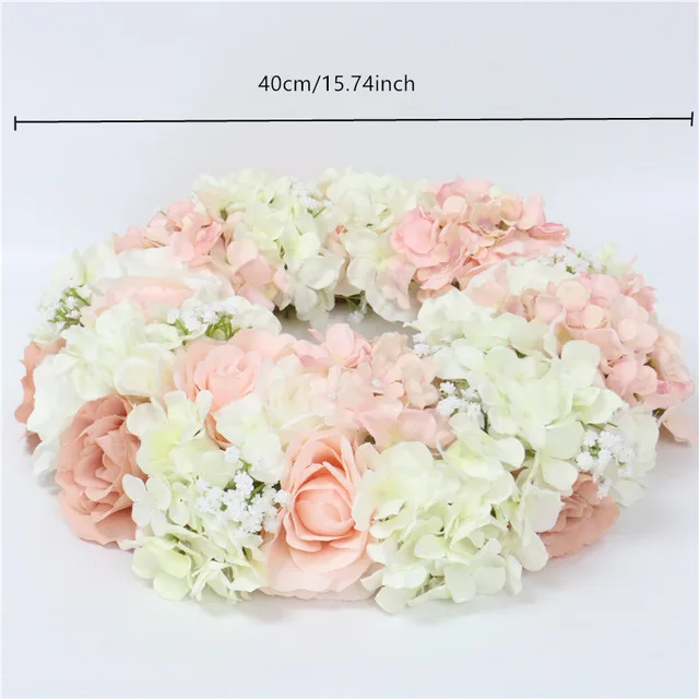Dirty pink wreath 35/40/50 искусственный цветок, стол, центральный венок, вечерние, свадебные декорации, дорога, свинец, цветок, шар, роза, Гортензия, Гипсофила - Цвет: Dirty pink wreath