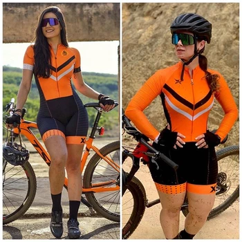 XAMA-trajes de ciclismo de manga larga para mujer, mono de ciclismo, traje de equipo