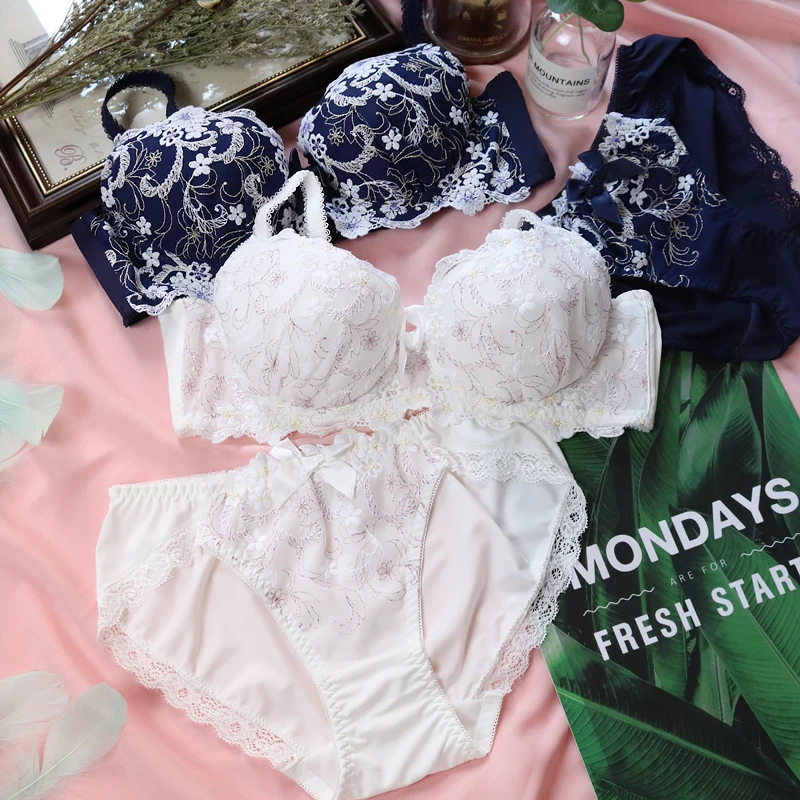 Lencería personalizada alta gama, encaje bordado de Hada, Conjunto de sujetador dulce y lindo con anillo acero, conjuntos ropa interior|Conjunto de sujetador y braga| AliExpress