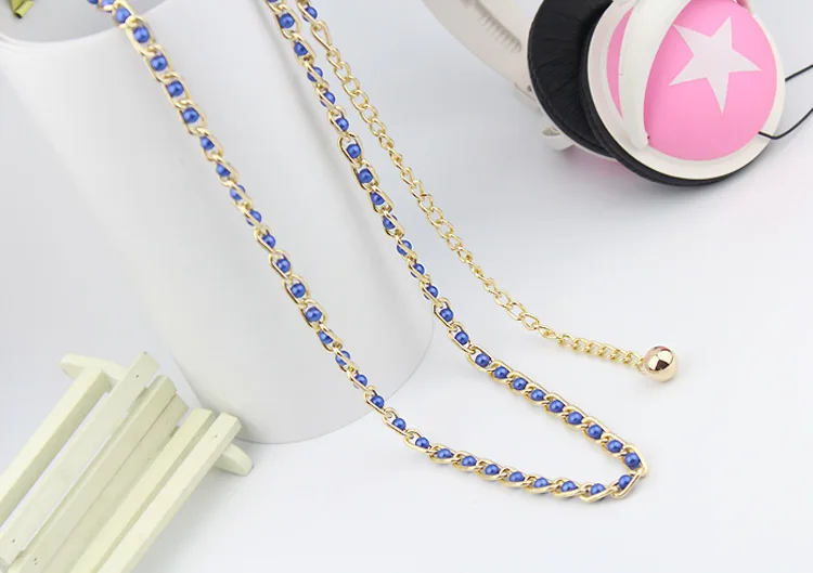 Women Girls Metal Waist Belt Body Chain Imitation Pearl Beads Waist Dress Chain Female ceinture luxury Belt For Women