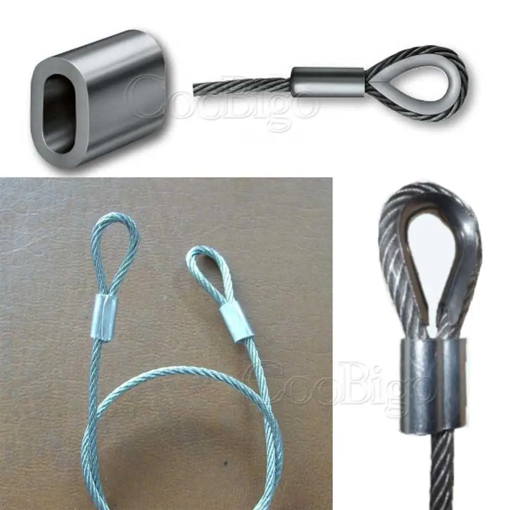 Cable Crimps Sleeves 50pcs 1 32 5 16 Hole Aluminum Cable Crimps Sleeves Cable Ferrule Stops For Snare Wire Rope Clip Swage Trap Barrel Fitting