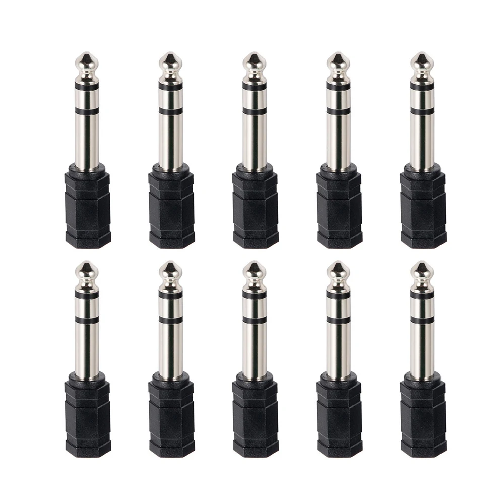 

10Pcs 6.35mm 1/4" Mono Plug to 1/8" 3.5mm Stereo Jack Female Audio Converter Adapter