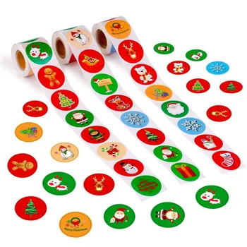

Roll Round Christmas Sealing Sticker Gift Box Greeting Card Diary Scrapbook New Year Party Decoration Label