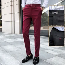 Формальные мужские костюмы, брюки, офисные брюки для мужчин, нарядные брюки, облегающие, с вышивкой, Social Pantalones Hombre, костюм Homme, 5 цветов