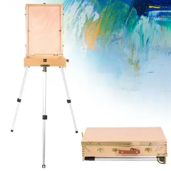

Portable Folding Wooden Easel Aluminum Tripod Sketch Box Artist Painter Painting Supplies for artists stand for painting