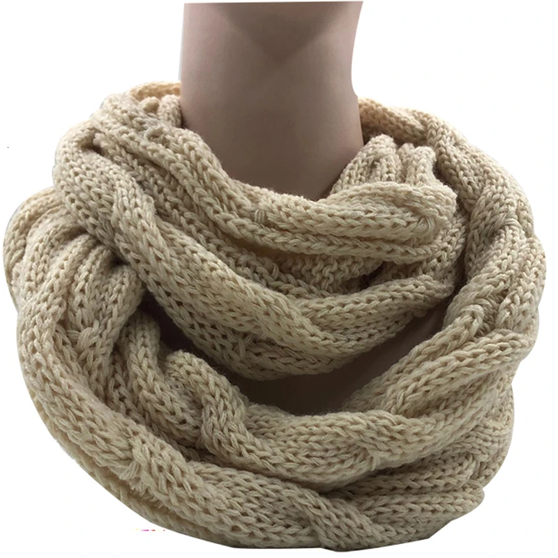 Женский вязаный шарф Snood зимний теплый кашемировый бесконечности круглый