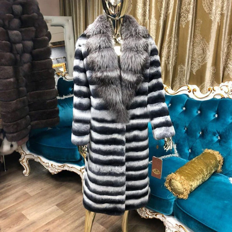 Tatyana Furclub натуральное меховое пальто с воротником из лисьего меха зимняя длинная куртка из натурального меха кролика рекс пальто женская верхняя одежда приталенная Повседневная